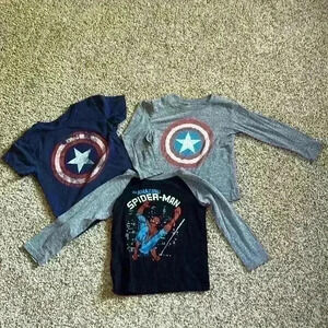 Marvel and Jumping Beans Captain America and Spider Man shirts-4T